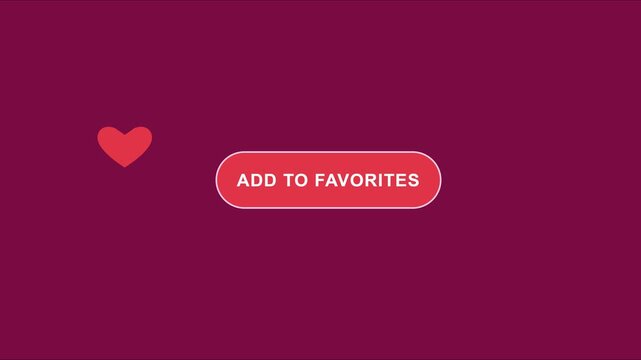 Add to favorites button animation with pulsing heart for user interface 4k