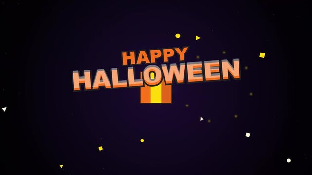 Happy Halloween 3D Typography Graphic with Festive Particles on Dark Background