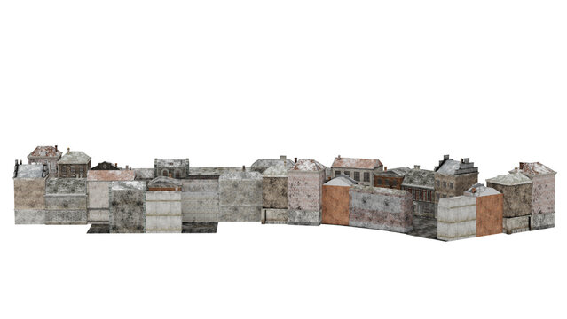 3d rendering of small houses arranged in a curved layout