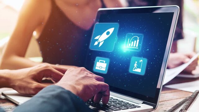 Startup launch and business growth concept, rocket symbolism, entrepreneurship, startup innovation, and early-stage success strategies for new business development and expansion. Spire