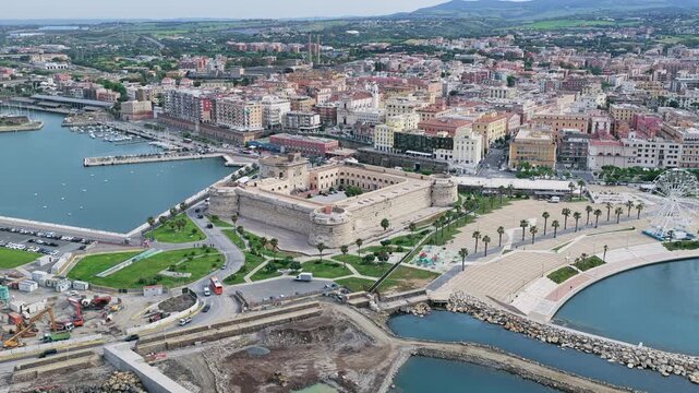 Civitavecchia Forte Michelangelo Citadel and Historic Port City Aerial View