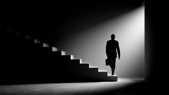 business male stand and feel happy on the most hight at the target, success, leader, teamwork, target, Aim, confident, achievement, goal, on plan, finish, generate by AI