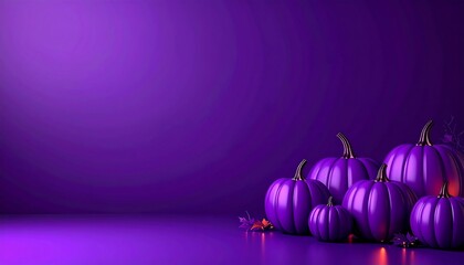 Purple Halloween Discount Campaign Banner with Glowing Pumpkins
