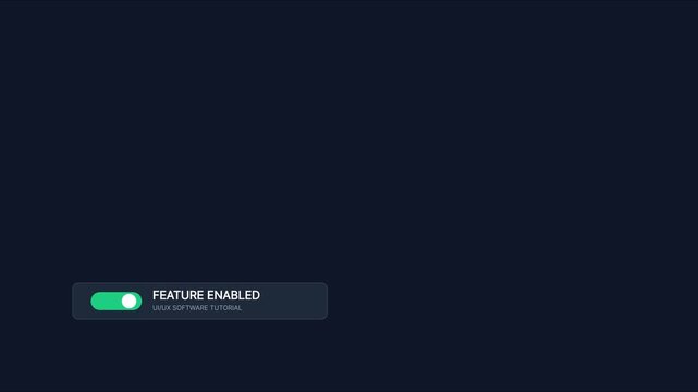 Feature enabled ui toggle switch animation for ux software tutorial and app interface 4k
