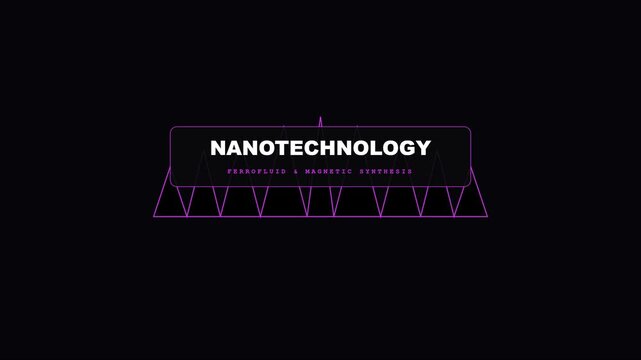Nanotechnology ferrofluid and magnetic synthesis motion title card for science and technology presentations animation 4k