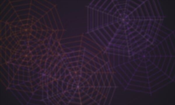 Halloween spider web background, dark purple aesthetic cobweb pattern, spooky neon orange and violet spiderweb design for holiday party