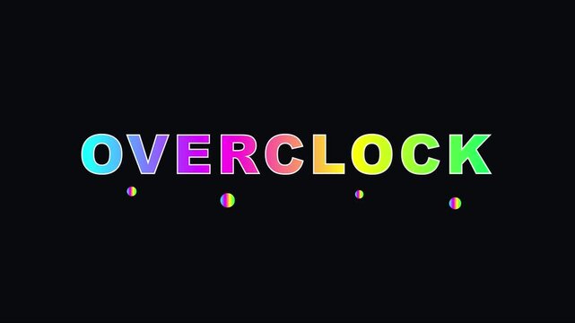 Overclock neon typography motion with vibrant gradient colors and floating for gaming and tech branding animation 4k