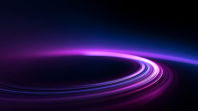 Abstract Glowing Neon Light Trail in Curved Motion