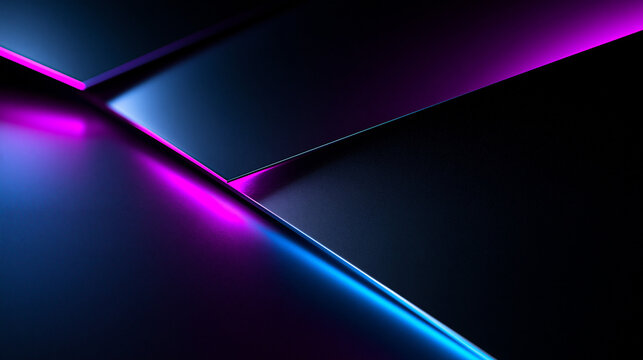 Abstract Futuristic Background with Dark Geometric Neon Layers