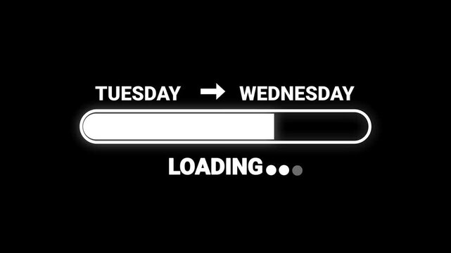 Tuesday To Wednesday Weekend Loading Bar Motion Graphic Animation
