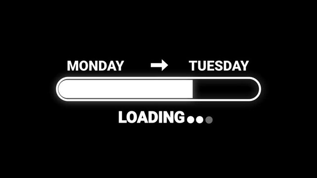 Monday To Tuesday Weekend Loading Bar Motion Graphic Animation