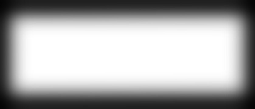 Soft black frame overlay on white background. Blurred rectangular border with smooth vignette edges for modern layouts. Minimal backdrop element for photo, web, presentation and design.