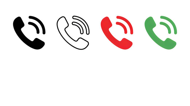 Four stylized phone icons in different colors