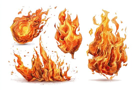 Four fiery bursts of orange flames