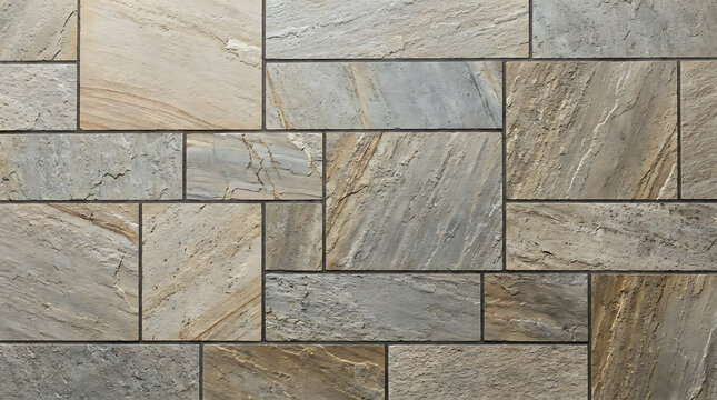 Natural stone wall texture with rectangular granite and sandstone blocks in a rustic masonry pattern.