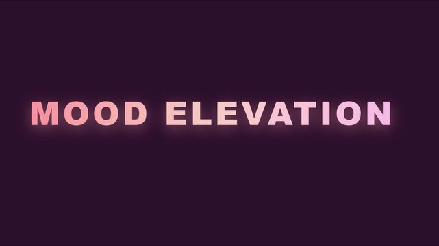 Mood elevation neon text animation on dark 4k background, for mental health, and wellness concepts typography
