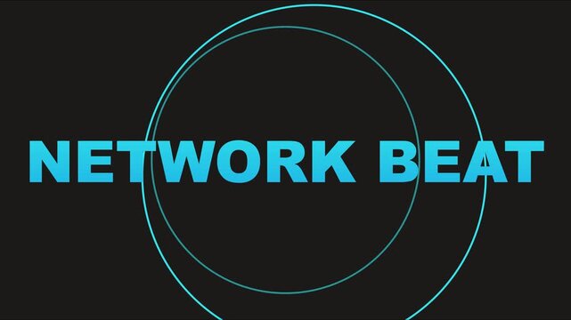 Network beat digital motion with abstract cyan circular lines and minimalist typography for technology and communication concepts animation 4k