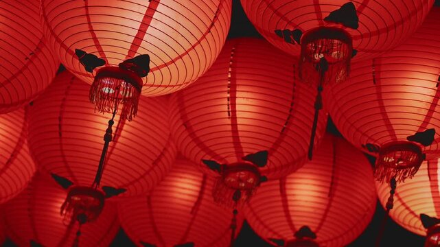 Traditional Taiwanese temple adorned with vivid red lanterns
