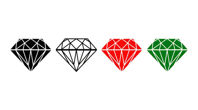 Four colored diamond gemstones in a row