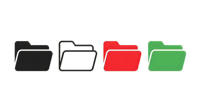 Four colorful folder icons in a row