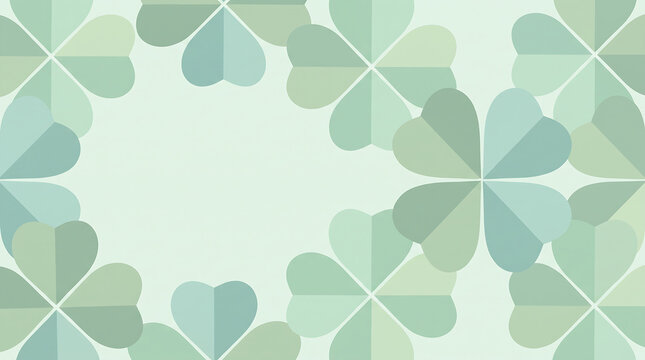 Minimalist Four Leaf Clover Frame Background with Copy Space for St Patricks Day Banner
