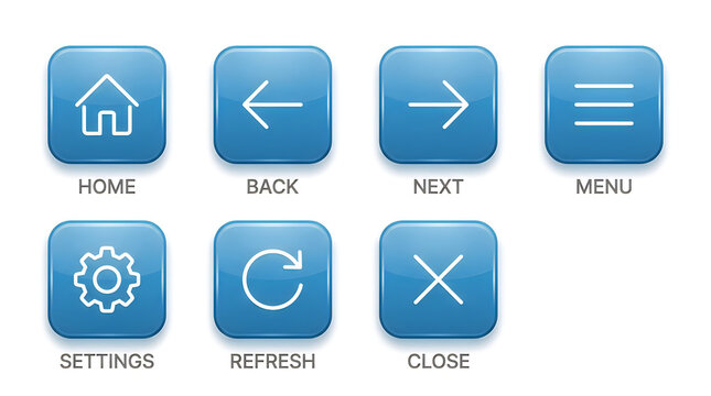 Flat ui navigation icons set with home back next menu
