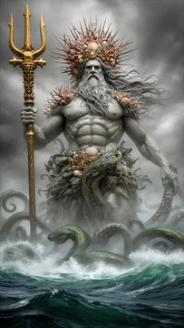 Poseid&oacute;n, Neptuno, dios del mar, dios griego, mitolog&iacute;a griega, mitolog&iacute;a, tridente, oc&eacute;ano, dios del oc&eacute;ano, dios mitol&oacute;gico, divinidad, mar, agua, olas, espuma marina, poder, fuerza, rey del mar, se