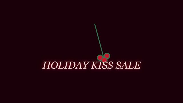 Holiday kiss sale motion with mistletoe animation for seasonal retail promotions and festive marketing campaigns 4k