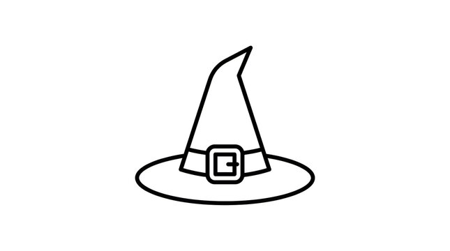 Simple witch hat icon with buckle detail