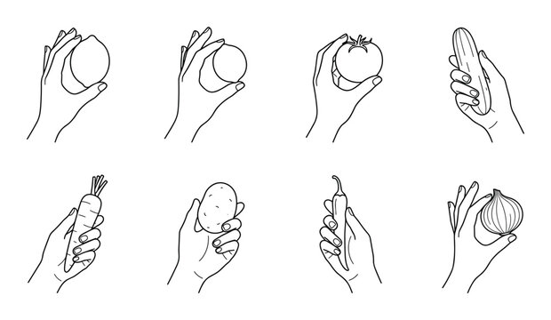 Hands holding fresh vegetables and fruits for healthy eating purposes.