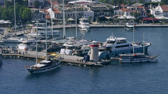 Lighthouse and Yachts at Marmaris Old Town Cruise Port