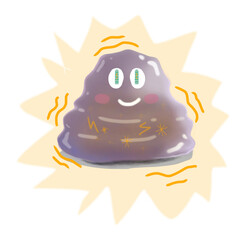 Fototapeta premium A cute purple jelly character from the Energy Universe radiating excessive battery power with a bright glowing aura. This playful transparent PNG symbolizes maximum energy, high performance