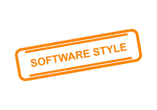 Orange software style badge with stamp effect illustration