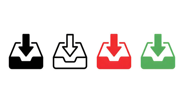 Four download folder icons with different colors
