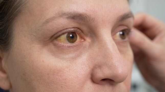 Scleral Icterus and Yellow Eye Discoloration &mdash; Medical Healthcare Background