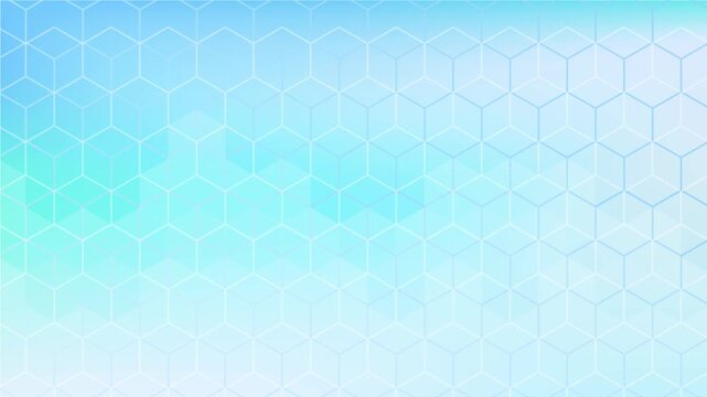 六角形とキューブの幾何学模様がキラキラ光る背景動画 爽やかな水色　ハニカム テクノロジー 医療 メディカル 背景素材