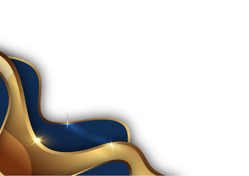 luxury navy blue gold glitter curve Corporate Background Design with white space