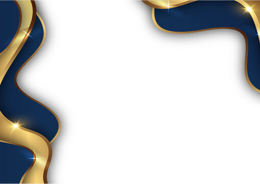 luxury dark blue gold sparkle curve Corporate Background Design with white space
