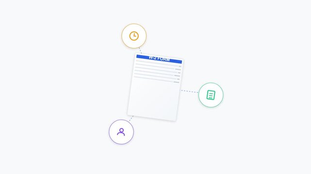 W-2 Tax Form Motion Graphic with Business Icons