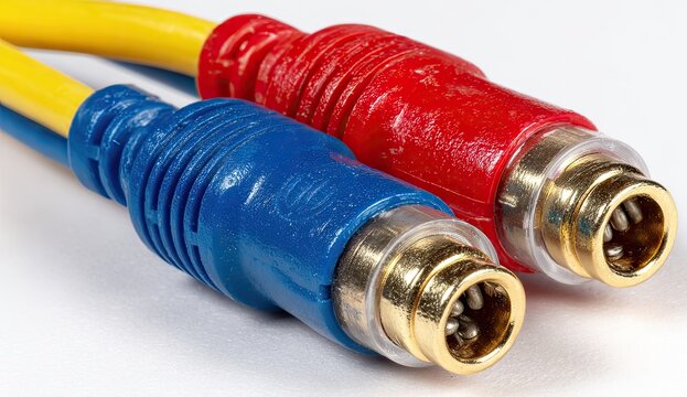 Close-up of two audio cables' connectors