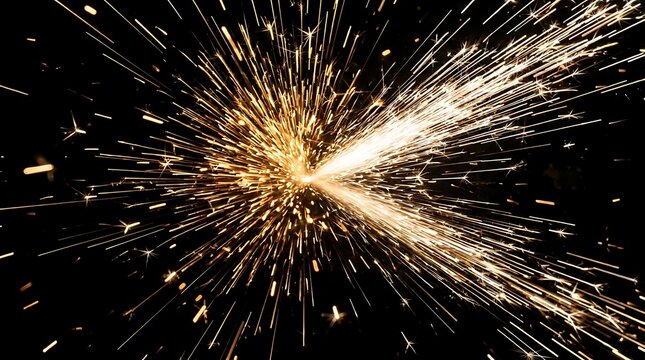 Golden sparks flying on black background