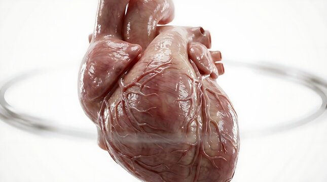 Anatomical human heart with coronary artery