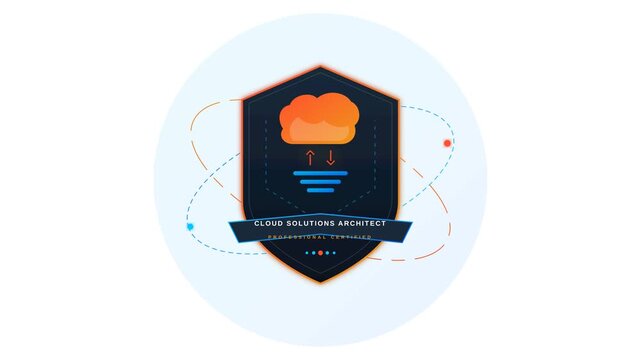 Cloud Solutions Architect Professional Certification Shield Badge Animation for Tech Education