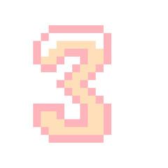 Fototapeta premium Charming Pixel Art Number Three Isolated Retro Digital Design Element