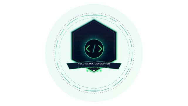 Full Stack Developer Digital Certification Badge Animation with Animated Coding Programming Symbol