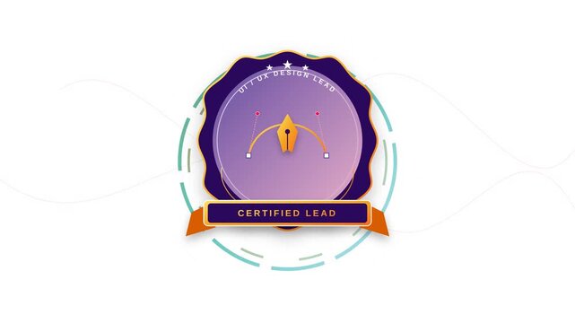 UI UX Design Lead Certified Badge Animation with Pen Tool Graphic for Professional Certification