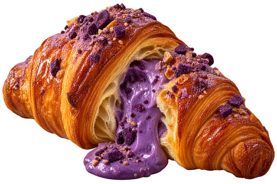 Ube lava croissant with purple ube cream filling