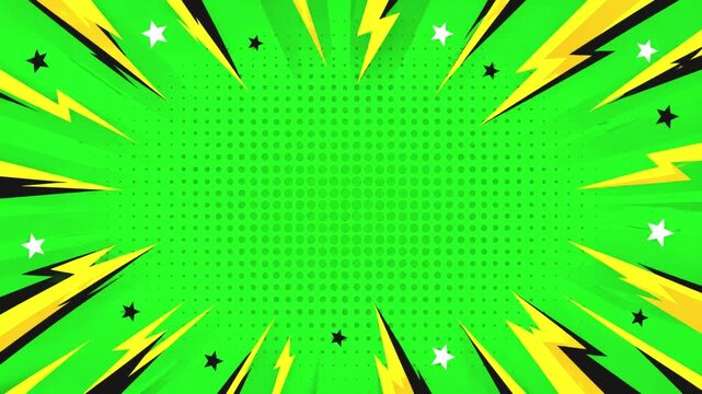 greenscreen background with dots and stars lightning comic style video animated gif