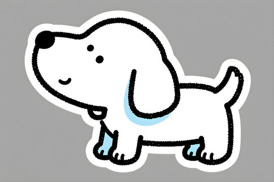 A simple white puppy character tilting its head strict side profile