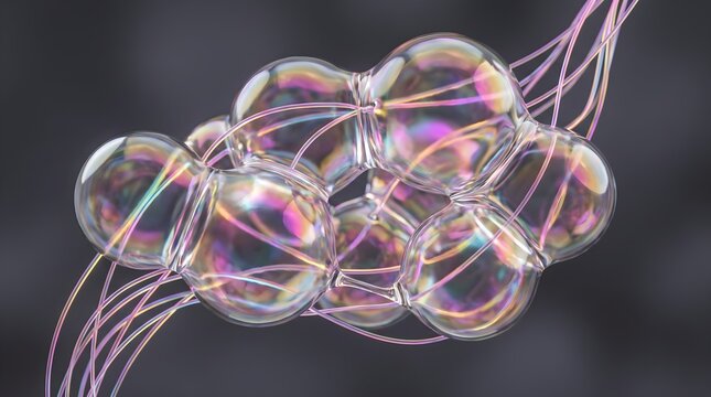 Conceptual visualization of quantum data encapsulation and neural network nodes connected by glowing fiber optic threads